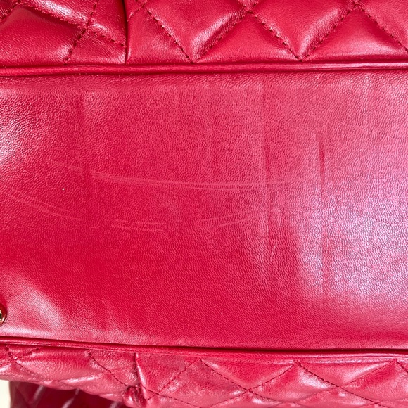 Sold ~Michael Kors Red Leather Quilted Handbag - Picture 8 of 16